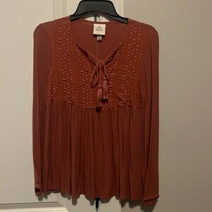 Women’s Rust Embroidered Blouse